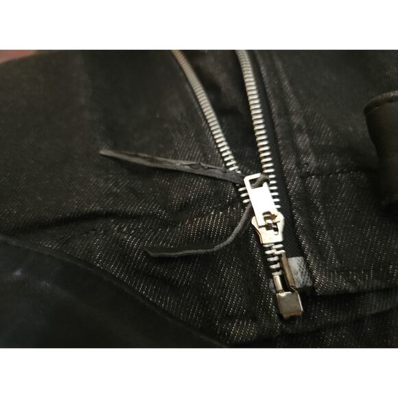 HUK.A.POO Vintage Jeans Jacket Men's Leather trimmed moto grunge RARE - Picture 6 of 9